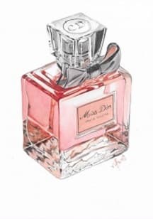 Miss Dior Perfume Watercolor Painting