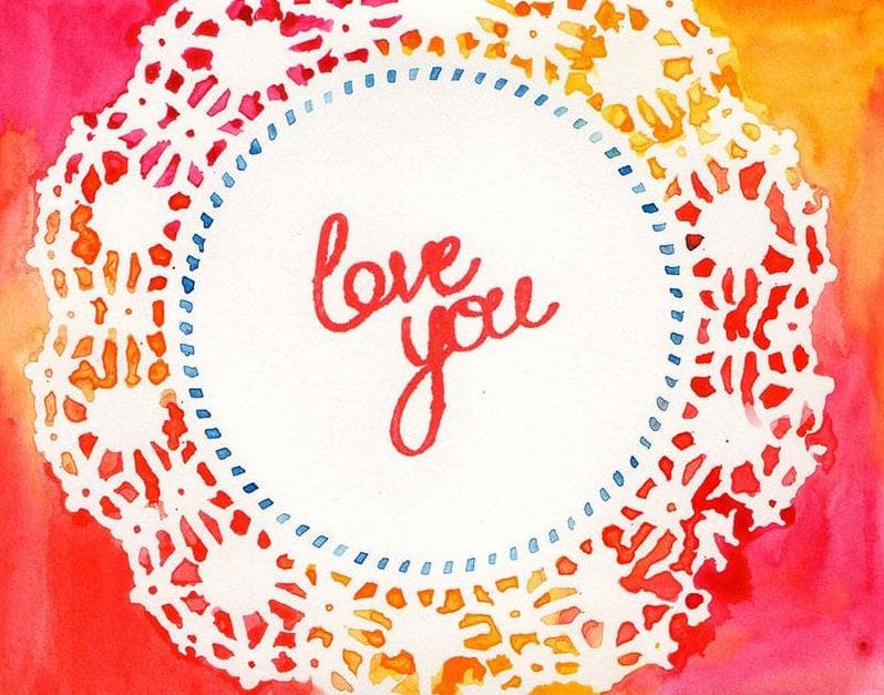 How to paint Valentine Day greeting in watercolour