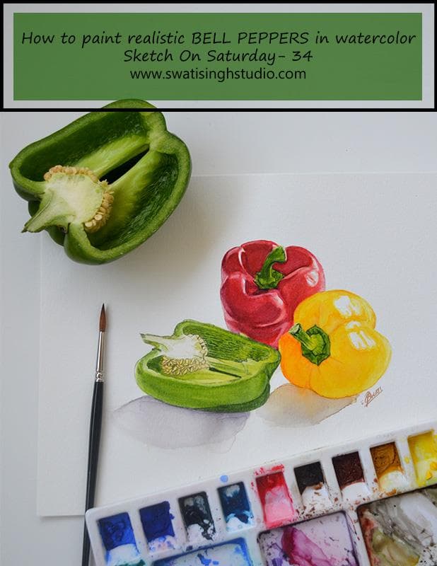 Bell peppers in watercolor