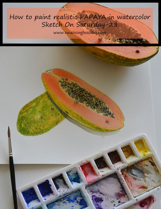 Papaya in watercolor