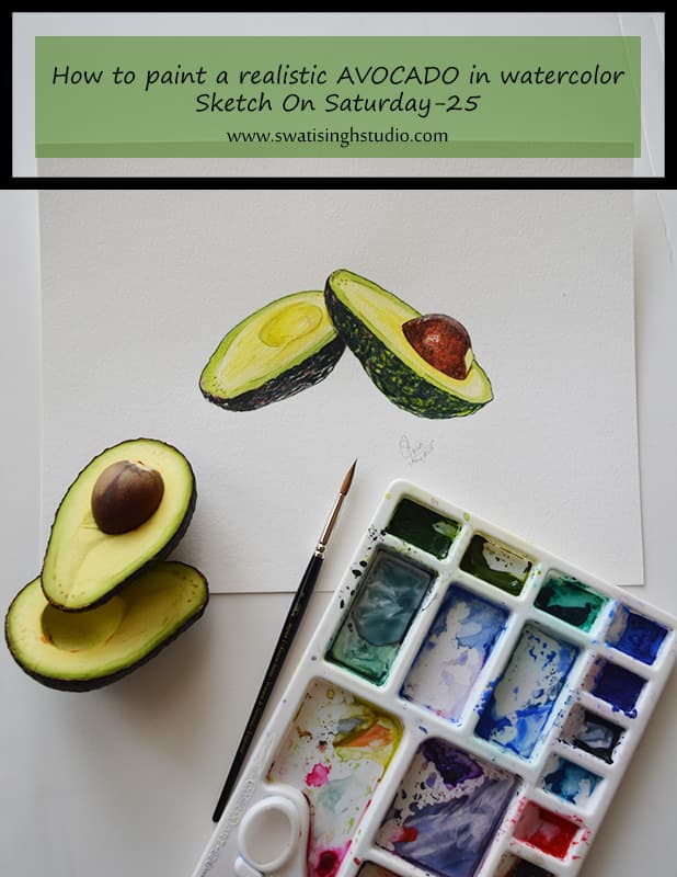 Avocado in watercolor